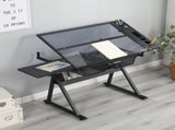 black adjustable tempered glass drafting printing table with chair 43921214