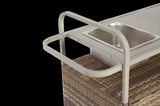 Outdoor Bar Table, Wicker Bar Cart with Cabinet, Patio Serving Cart with steel Top, with one ice W640P253278