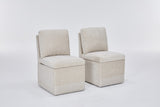 Linen Upholstered Armless Dining Chair with Casters and Storage space-set of 2,BEIGE W2069P288877