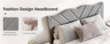 Full Size Modern Platform Bed Frame with Upholstered Headboard & Wooden Slats - No Box Spring W2889P272589