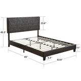 Queen Size Upholstered Platform Bed Frame ,Wood Slat Support, Easy Assembly,Black, pu W311110544