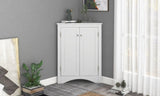 ZNTS White Triangle Bathroom Storage Cabinet with Adjustable Shelves, Freestanding Floor Cabinet for Home WF291467AAK