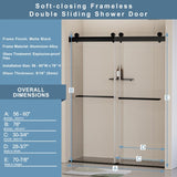 ZNTS 56-60 in. W x 76 in. H Frameless Soft-closing Shower Door, Double Sliding Shower Door, 5/16" W1920P181719