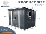 6ft x 5ft Outdoor Metal Storage Shed with Window and Transparent plate for Garden, Lawn W540P185298