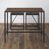 ZNTS Riley Indoor Walnut Metal Pub Dining Table with Metal Frame B02746799