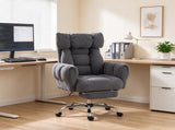 Reclining Cross Back Office Chair, Wide Seat Desk Chair with Flip-Up Armrests & Footrest, Dark Gray 26387151