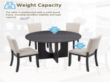 47.3" Round Dining Set with 4 Upholstered Dining Chairs, Modern Round Dining Table Set for 4, 21351538