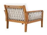 Outdoor Acacia Wood Club Chair with Handwoven Rope, Teak Finish N768P363953T