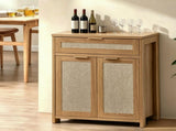 Rattan Sideboard Cabinet, Farmhouse Storage Cabinet with Adjustable Shelf, Boho Kitchen W3204P489399