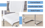Luxury Simple Arch Chair - Set of 4 White PU Material High Resilience Dining Chair with Arched Metal W1151P154858