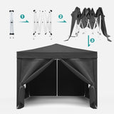 10'x10' Folding Canopy with 4 Removable Sidewalls Outdoor Event Shelter UPF 50 Gazebo Portable W2185P194757