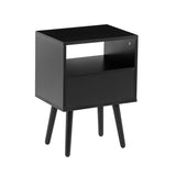 15.75" Rattan End table with drawer and solid wood legs, Modern nightstand, side table for living 92626567