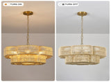 59.6" 2-Tier Gold Paper Rope Chandelier, 6xE26 Max 60W Pendant Light with Adjustable Hanging Chain W6558P574499