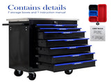 7 DRAWERS MULTIFUNCTIONAL TOOL CART WITH WHEELS-BLACKBLUE W1102P182238