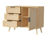 3 Drawer Dresser for Bedroom,Modern Rattan Wood Small Dresser Chest of Drawers Storage Cabinet 51837772