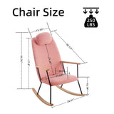 Adjustable Headrest Pillow Rocking Chair, Teddy Fabric Upholstered Glider Rocker with High Backrest, W1669P220429