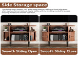 Large Round Record Player Stand with Charging Station & USB Ports, Record Storage Cabinet, Mid W2641P442531
