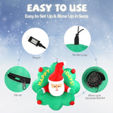 4 FT Lighted Christmas Santa with Wreath Broke Out from Window, Large Blow Up Hanging 03080234