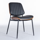 A&A Furniture, Dining Chairs Set of 2 Mid Century Modern Retro Faux Leather Chair with Walnut W1143P151496