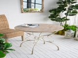 D31.5x31.5" Round Wooden Table with Metal Scrollwork Legs, White W2078P201127