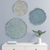 Textured Feather 3-piece Metal Disc Wall Decor Set B03597680