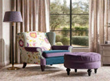Dawn Tufted Round Ottoman Nailhead Accents, Purple Velvet B2719P238412