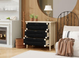 3 Drawer Buffet Sideboard with Adjustable Shelves, Storage Cabinet with Hand-woven rope decorated W688P237931