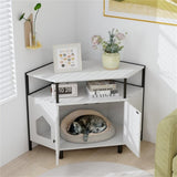 ZNTS White litter box, polygonal cat house, cat furniture, living room cabinet 70378718