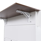 White Kitchen Island Cart with Foldable Tabletop & Drop Leaf - Mobile Breakfast Bar on Wheels with 66856892