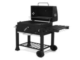 Charcoal Grill with Foldable Side Table and Wheels, Heavy-duty BBQ Grill for Outdoor Picnics Patio 52462179