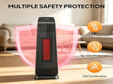 23" 1500W Portable Electric Heater with 3 Heat Settings, 70&deg Oscillation, Timer, Remote Control, 62390629