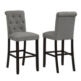 Leviton Solid Wood Tufted Asons Barstool, Set of 2, Grey T2574P165118