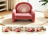 1pcs Wood Frame Armchair Kids Sofa, Red Gradient Teddy Velvet 55234829