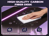 31.5" Z-Shaped Faux Carbon Fiber Veneer Gaming Desk P2 Particleboard Iron Pipe Computer Desk with 72974532