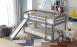 ZNTS Twin over Twin Bunk Bed with Convertible Slide and Ladder , Gray 65436427