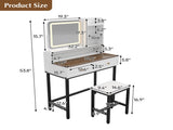 Makeup Vanity with LED Lighted Mirror, 360&deg Rotatable Mirror, Vanity Desk with 2 Drawers,Power N704P385441K