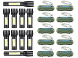 10Pcs Mini Zoomable LED Flashlight USB RechargeableCamping Hiking Flashlight Work light 09332566