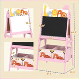 Doubel-Sided Easel w/ Whiteboard, Chalkboard, Storage Boxes Pink 34943519