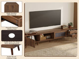 76" Modern Minimal Glass-Doors TV Stand for TVs up to 85 Inches, Wood-Grain Entertainment Center N710P298234P