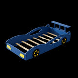 ZNTS Wooden Race Car Bed,Car-Shaped Platform Twin Bed with Wheels For Teens,Blue & Yellow WF310553AAC