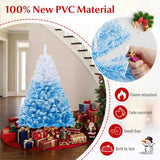 5ft Blue&White Xmas Tree - Flocked Snow-Melt Design, Sturdy Metal Stand, 456 Tips, Fireproof & 17188165