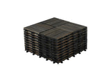 Acacia Wood Interlocking Deck Tiles Checker Pattern, 10PCS 12" x 12" Square Dark Brown Acacia 21276083