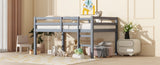 Full Rubber Wood Loft Bed with Ladder,Grey W504P283515