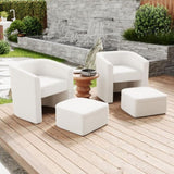 Accent chair white sofa chair one set, modern living room side chair, single sofa chair, footstool W1727P240730