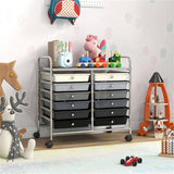 12-Drawer Rolling Storage Cart - 2-Row 10-Storey, Multicolor Drawers, 4 Wheels , -Gray 77795797