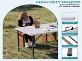 6FT Foldable Table, White Rectangular Portable Table with Carry Handle for Indoor Outdoor Picnic 31986419