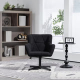 ZNTS Modern Velvet Desk Chair Swirl Office Chair No Wheels Comfy Computer Task Chair Metal Legs W2682P197875