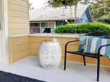 9.4" Steel Patio End Table, Round Hollow Drum Side Table, Accent Table for Indoor and Outdoor, White 56990579