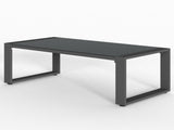 Coffee Table - Powder-Coated Aluminum and Glass Lightweight Table- Versatile Use- Rectangular - Gray B082P232965
