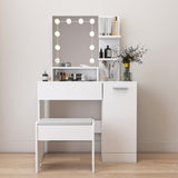 ZNTS Makeup Vanity Table Set with Drawer and Storage Cabinet, Dressing Table with Vanity Cushioned Stool W132081780